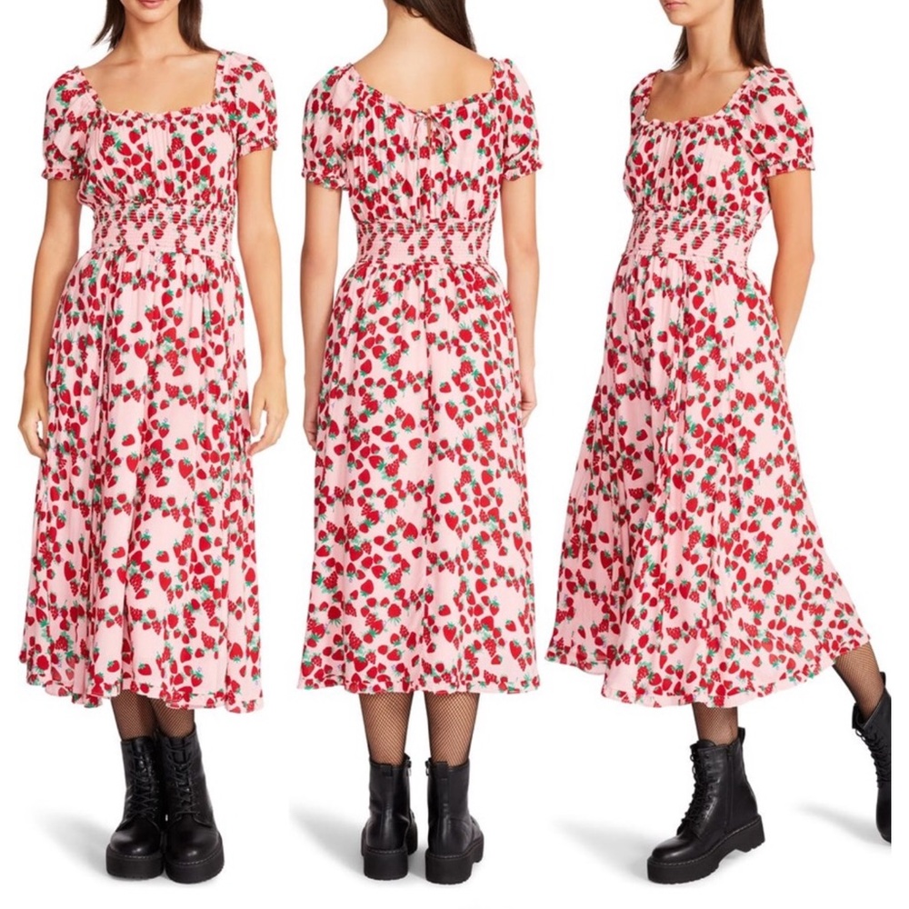 Strawberry Print Off-Shoulder Dress - Picture 4 of 15